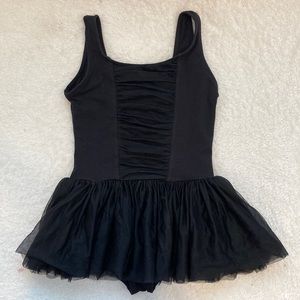 Girls Black skirted leotard with skirt